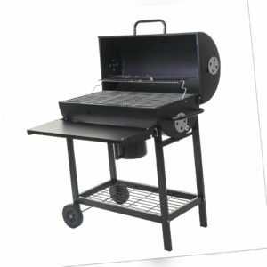 B-Ware Grillwagen Holzkohlegrill mit Deckel MCW-F70, Stahl schwarz 103x93x70cm