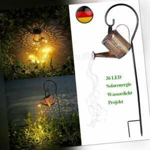 LED Solar Gießkanne Licht Deko-Kanne Wasserfall Leuchte Garten Außen Lampe DHL