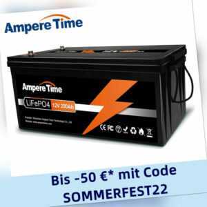 Ampere Time 12V 200Ah Lithium Batterie 2560Wh LiFePO4 Akku für Wohnmobile Solar