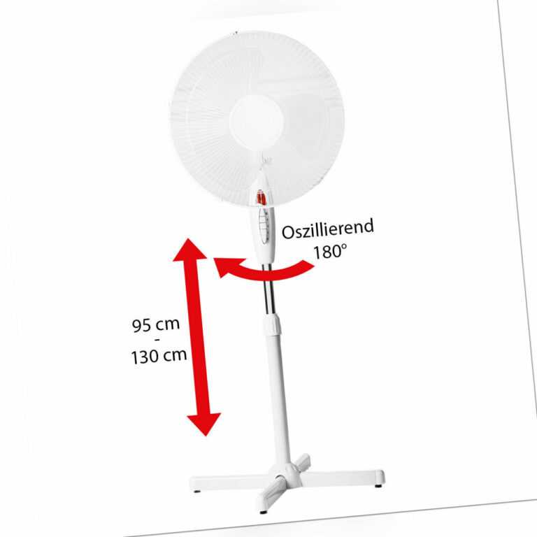Standventilator Ventilator Oszillation 130cm Lüfter Luftkühler WINDMASCHINE LEX