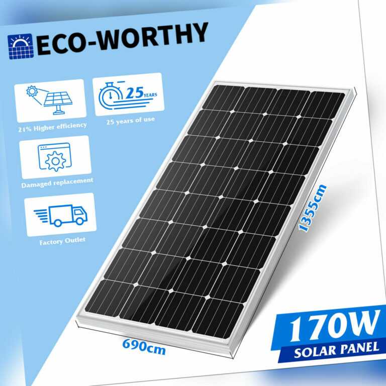 200W Solarpanel Solarmodul 12V 170Watt Monokristallin für 12V 24V Solarpanel-Kit
