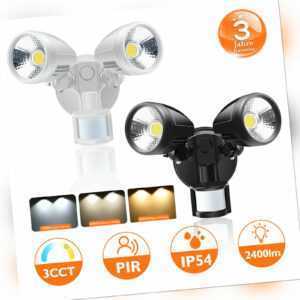 LED Außenstrahler mit Bewegungsmelder Doppel Aussenleuchte Sicherheit 30W COB