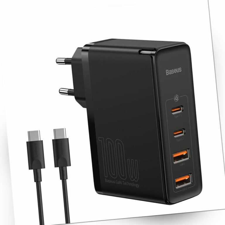 Baseus 100W GaN Ladegerät USB Typ C Netzteil PD QC4.0 Laptop Handy Adapter 4Port