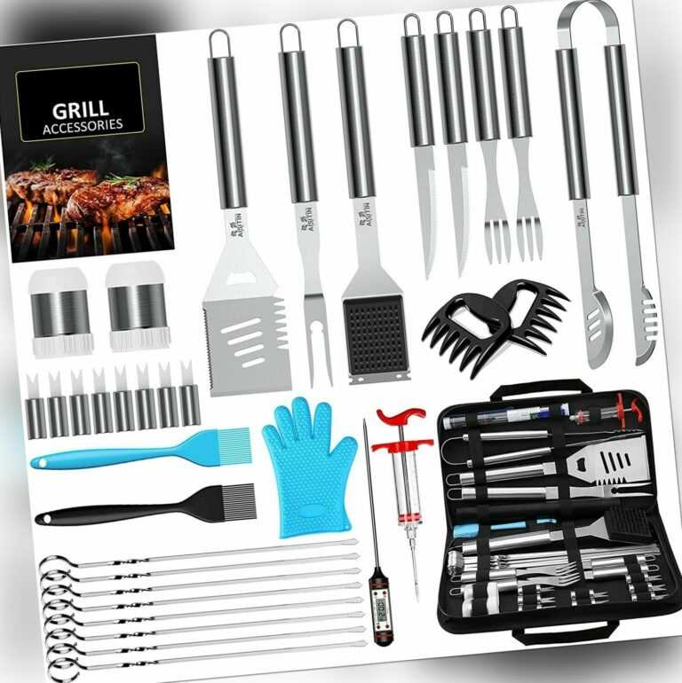 Grillbesteck Set aus Edelstahl BBQ Grillset Grill Werkzeuge + Koffer (35-teilig)