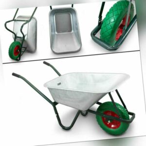 BITUXX Schubkarre 100L / 250Kg mit PU Rad Schiebkarre Bauschubkarre Grün