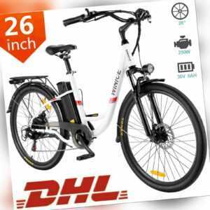 Elektrofahrrad E-Bike 26"Damen/Mann City E-fahrrad 350W Motor Shimano Pedele DE.
