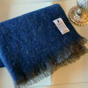 Island Wollparadies Mohairdecke klein Kniedecke 100x140cm Navy