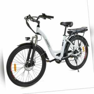 E Bike Damen 26 Zoll Citybike 12.5 Ah Akku 6 Gänge Shimano Cityrad Myatu