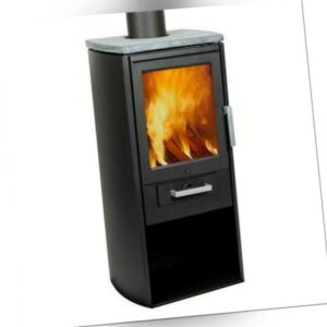 Varde Kaminofen Samsø Stahl schwarz mit Speckstein-Topplatte 5 kW