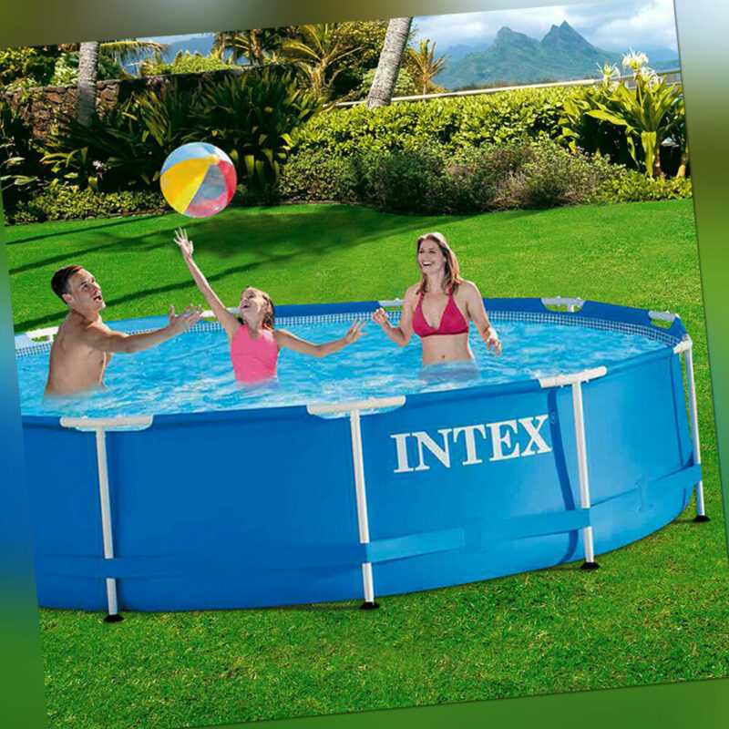 Intex 28210NP Metall Frame Pool Swimmingpool ohne Filterpumpe 366 x 76 cm