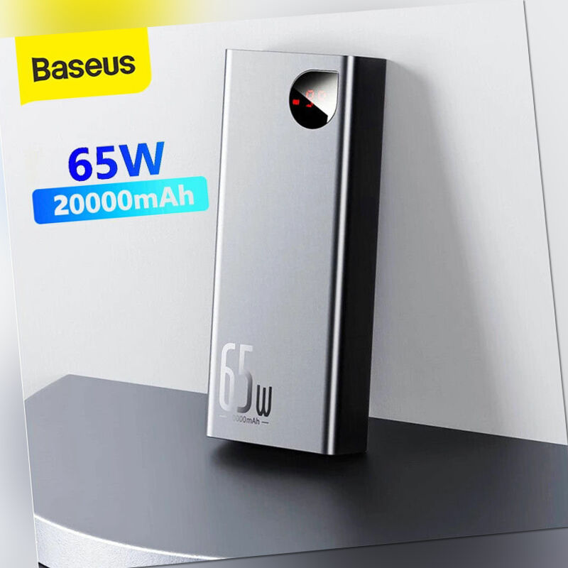 Baseus 65W Power Bank USB Type C Handy Laptop Schnell Ladegerät Batterie 4Ports
