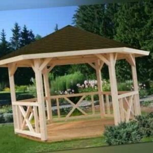 Palmako Pavillon Betty 9,9 m² Gartenhaus Unterstand Holzpavillon Holz Ø 337cm