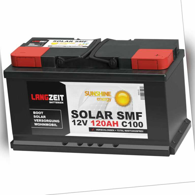 LANGZEIT SOLAR SMF 120AH 12V Solarbatterie Boots Wohnmobil Versorgungs Batterie