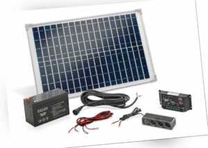 Solar Set 20W mit Akku Bausatz Solaranlage Inselanlage Camping, esotec 120005