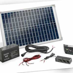 Solar Set 20W mit Akku Bausatz Solaranlage Inselanlage Camping, esotec 120005