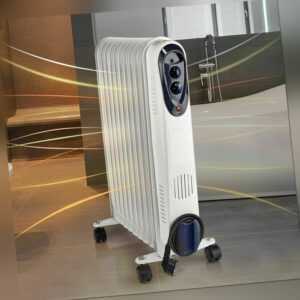 Ölradiator Heizgerät Elektroheizung Kippschutz Rollen Heizkörper Thermostat weiß
