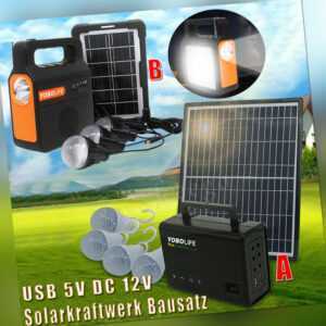 Solar Powerstation Tragbare Generator Solarpanel Ladegerät Kit mit Glühbirnen DE