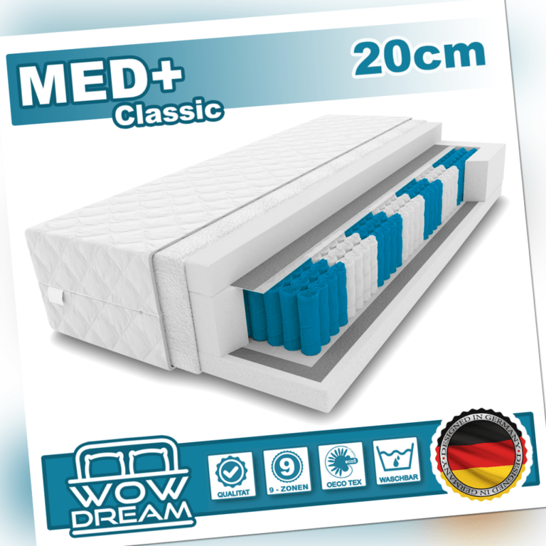 Matratze MED+ Classic  Taschenfederkern 20 cm H3 7 zonen Bett Matratzen