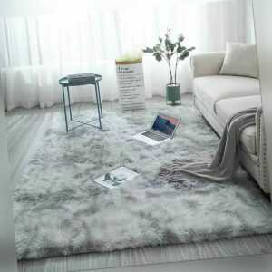 Shaggy Soft Flauschige Teppich Grau Rund Langflor Hochflor Wohnzimmer Fußmatte