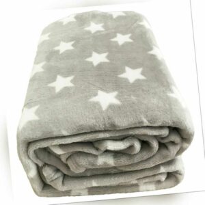 Kuschelweiche Wohndeckehellgrau 180x220cm Sternenmotiv Tagesdecke