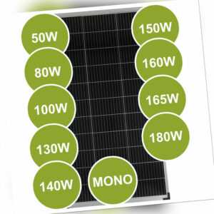 Solarmodule Solarpanel 50 80 100 130 140 150 160 165 180 Watt Mono 12V 18V Solar