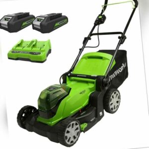 48V Akku Rasenmäher 41cm Greenworks G24X2LM41K2x mit 2x2Ah Batterie & Ladegerät