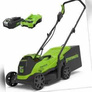 24V Akku Rasenmäher 33cm Greenworks GD24LM33K2 mit 2Ah Batterie & Ladegerät