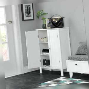 Badschrank mit 2 Türen, Badkommode Sideboard Kommode weiß