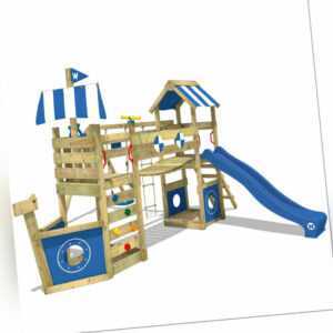 Spielturm Klettergerüst Wickey StormFlyer mit Kletterwand & blauer Rutsche