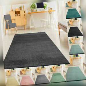 Teppich Wohnzimmer Einfarbig Weich Modern Kurzflor, Versch. Größen Farben