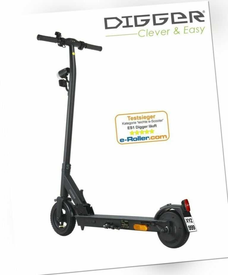Digger ES1 Läuft Zusammenklappbarer E-Scooter mit Straßenzulassung, 250W 20km/h