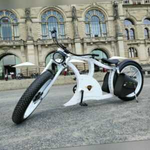 Power-Bikes, Pedelec, E-Bike, Fatbike, Cruiser, Fahrrad, weiß, Retro, Chopper