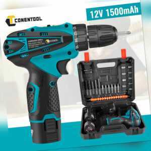 CONENTOOL 12V Akkuschrauber Bohrschrauber Set mit 2 Akkus & Ladegerät & Zubehör