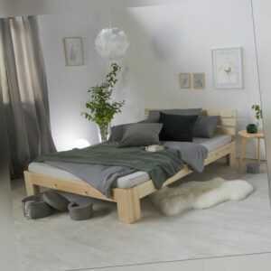 Holzbett 160x200 cm Massiv Bett Bettgestell Doppelbett Lattenrost Homestyle4u