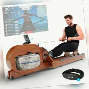 Wasser Rudermaschine mit Bluetooth, APP Echtholz Rudergerät Doppeltank AquaRower