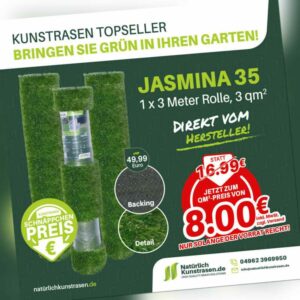 Kunstrasen "NEU" Jasmina 35  - 1m x 3m Rasenteppich TOPPREIS UNSCHLAGBAR