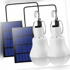 2x Solar Lampe Glühbirne 15W LED Solarleuchte Camping Garten Außen Beleuchtung