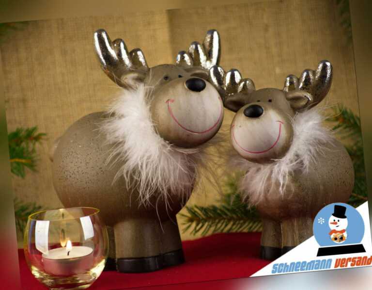 Winter Elch Coole Deko Figuren Egon Freunde Weihnachten Hirsch Set Tischdeko NEU