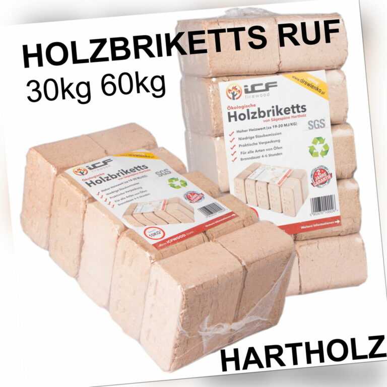Holzbriketts RUF 30kg 60kg aus Hartholz Buche Eiche 100% ÖKO Kaminbriketts