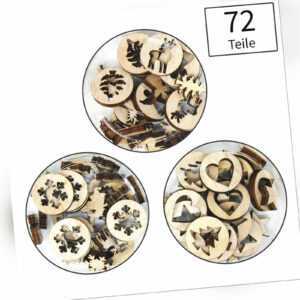 Streudeko Set Holz Weihnachtsmotive zum Basteln DIY Weihnachten 72 Teile