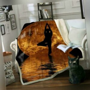 3D Mond Yoga ZHU03 Warm Plüsch Fleece Decke Picknick Sofa Couch