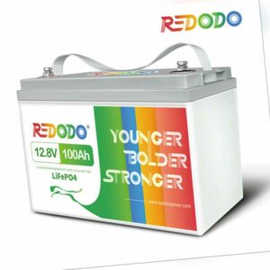 Redodo 12V 100Ah Lithium Batterie LiFePO4 Akku für Solar Notstromversorgung