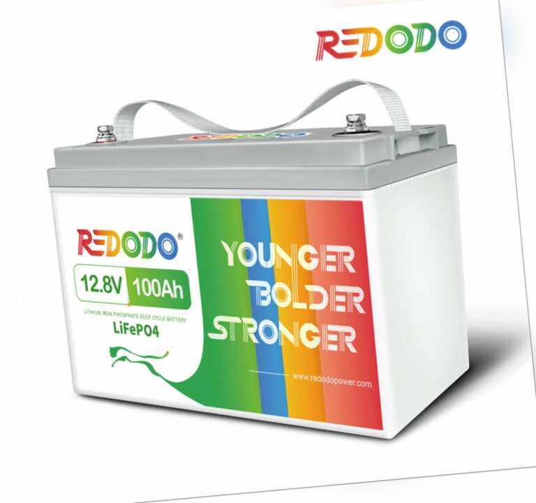 Redodo 12V 100Ah Lithium Batterie LiFePO4 Akku für Solar Notstromversorgung