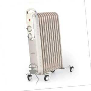 Ölradiator 2500 W Öl Radiator Heizung 8 Rippen Thermostat Elektroheizung taupe