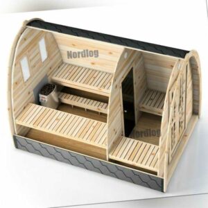 NordLog Sauna Pod 2,4 x 3,0m Gartensauna Saunahaus Saunahütte Außensauna Sauna