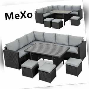 MEXO® Polyrattan Gartenmöbel Lounge Sitzgruppe Garten Balkon Sofa Couch Rattan
