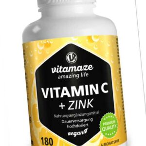 (84,18€/kg) Vitamin C hochdosiert 1000 mg Tabletten + Hagebutte + Zink vegan