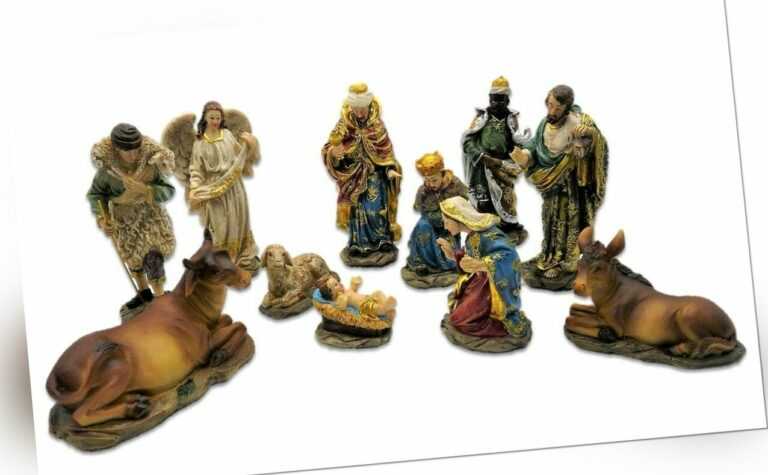 Set 11 Krippenfiguren Krippe Weihnachten bis 14,5 cm Josef Maria Jesus Figur