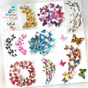 3D Schmetterlinge Blumen 12er Set Dekoration Wandtattoo Wandsticker Wanddeko