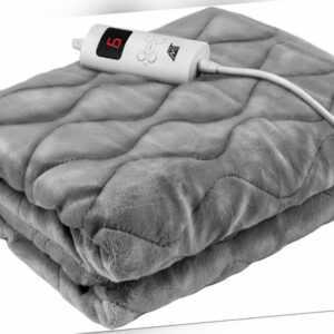 Heizdecke Elektrische Kuschelheizdecke 180X130cm  Waschbar Grau